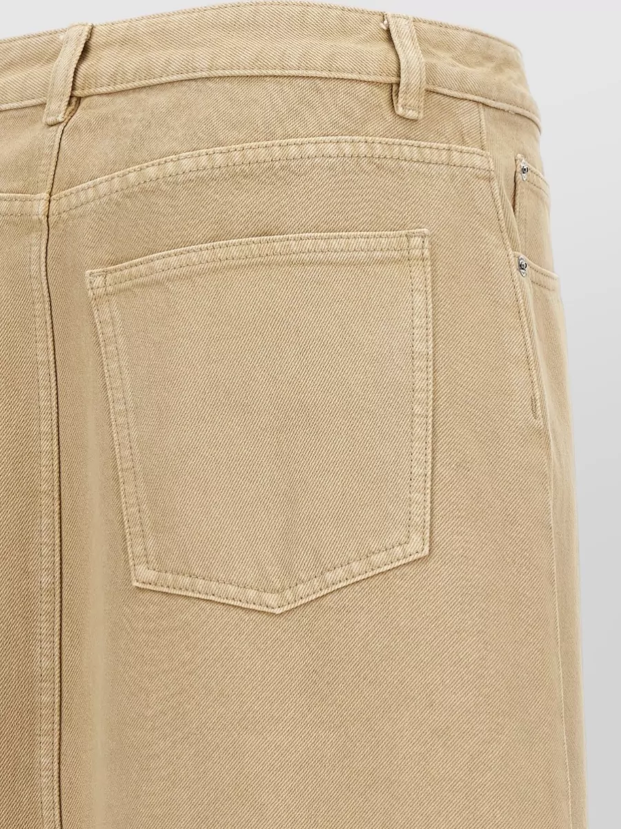Tory Burch Cotton Denim Deconstructed Midi A-Line Skirt