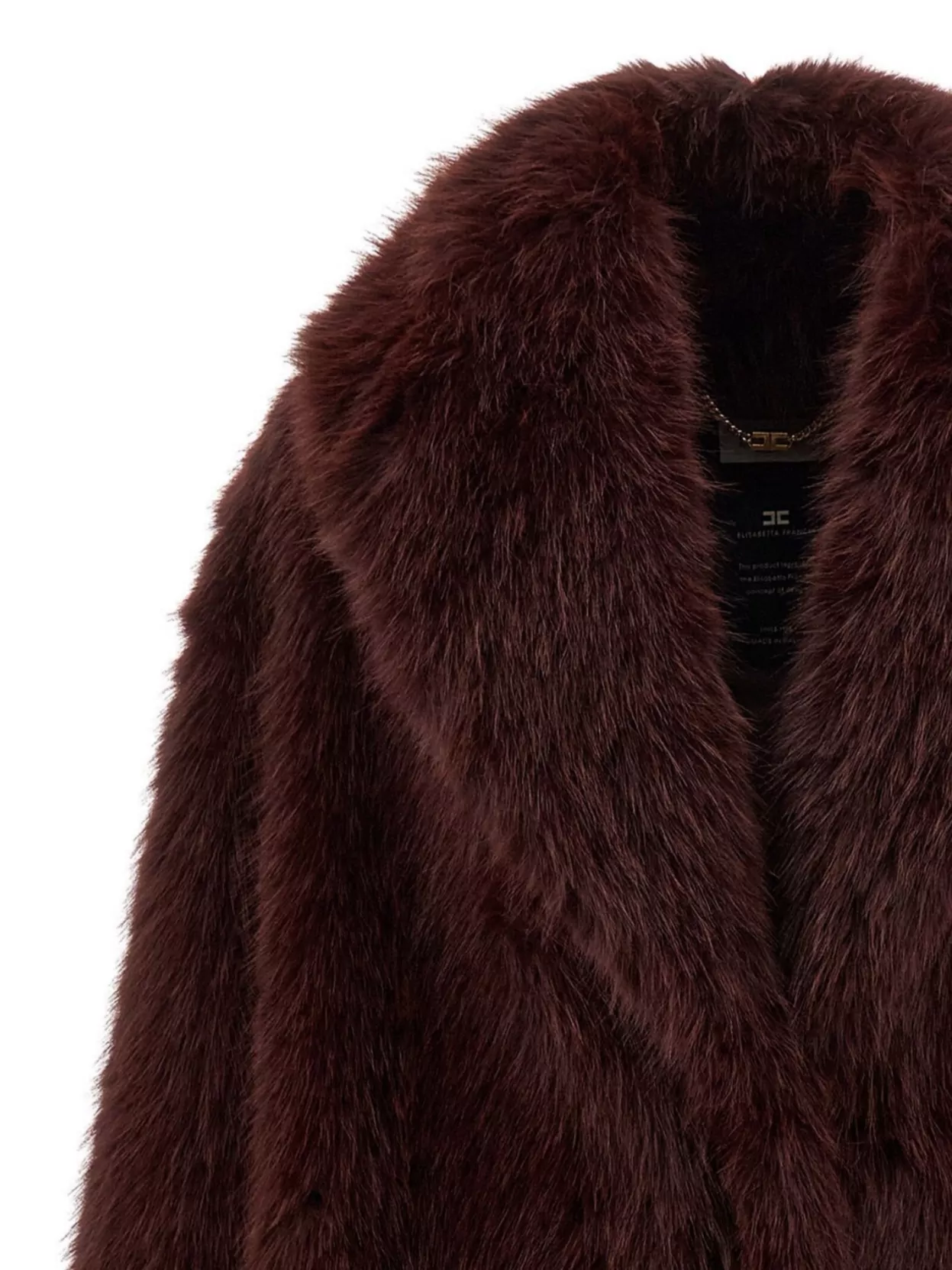 Elisabetta Franchi Long Shawl Collar Faux Fur Jacket