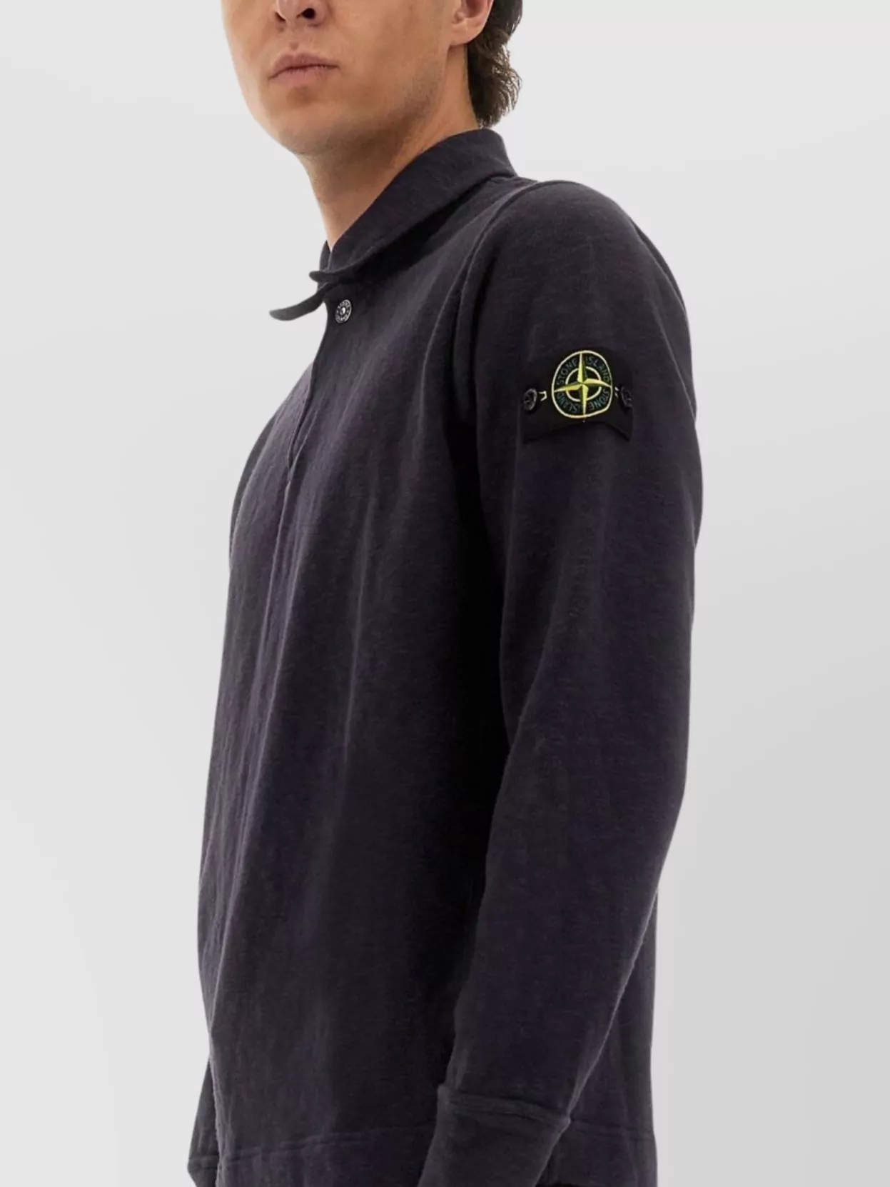 Stone Island Cotton Knit Polo Long Sleeves