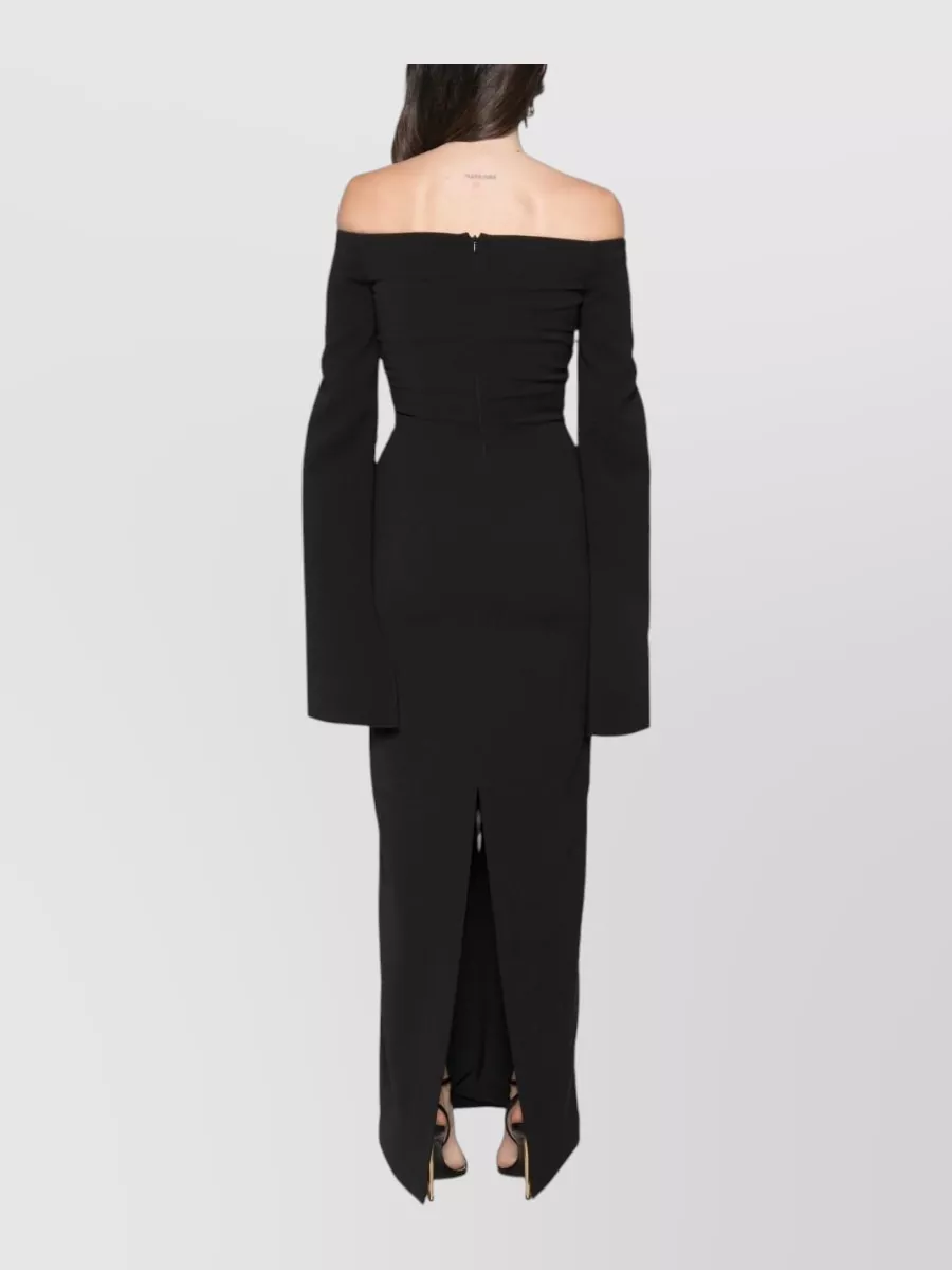 Solace London Crepe Off-Shoulder Long-Sleeve Maxi Dress