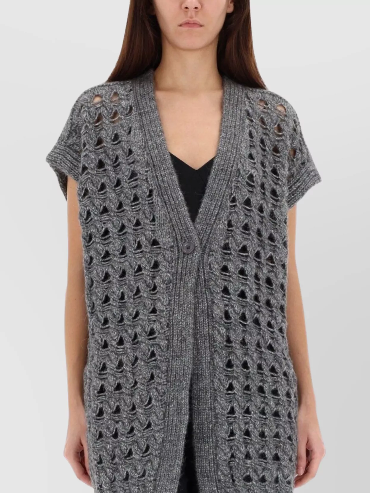 Herno Knit Vest Featuring Short Sleeves In Gray