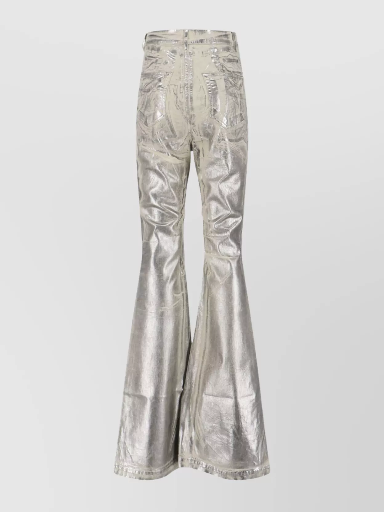 Rick Owens Drkshdw Straight Trousers Flared Metallic Finish In Neutral