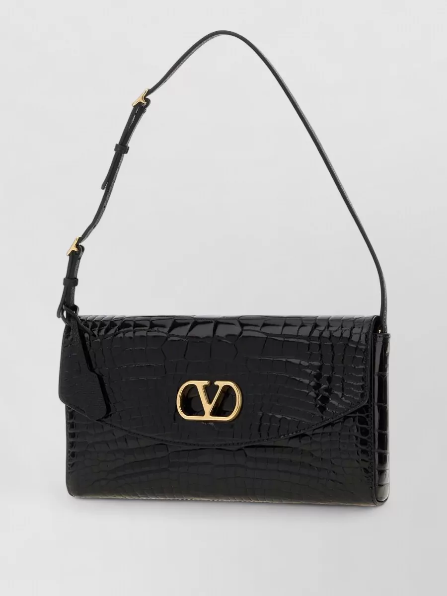 Valentino Garavani De Vain Alligator Leather Clutch Bag