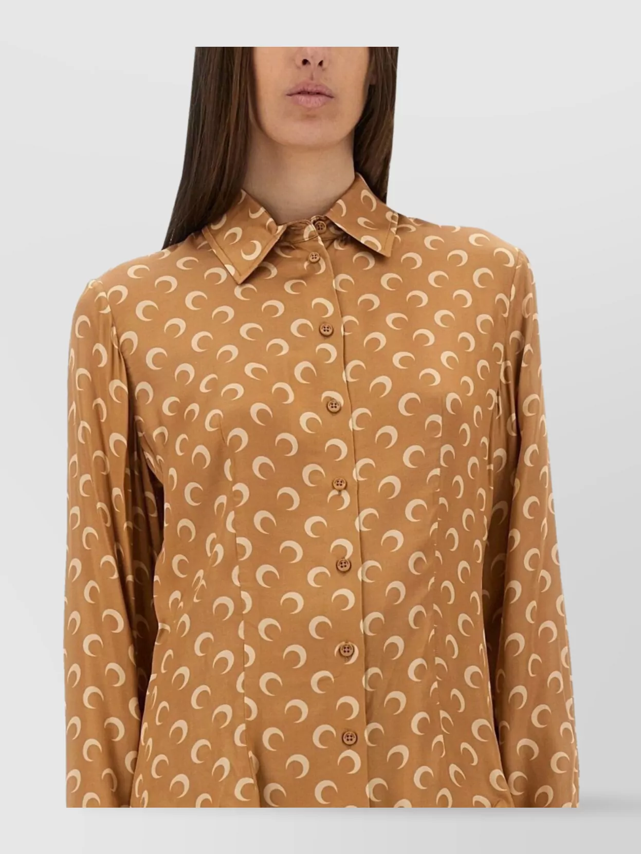 Marine Serre "Moonlight" Relaxed Fit Satin Shirt
