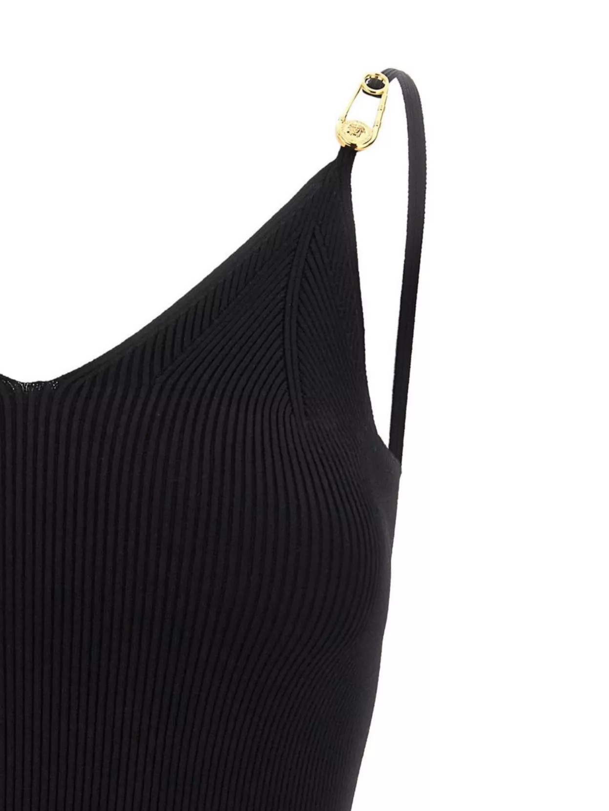 Versace 'ribbed Texture Hardware Detail Top'