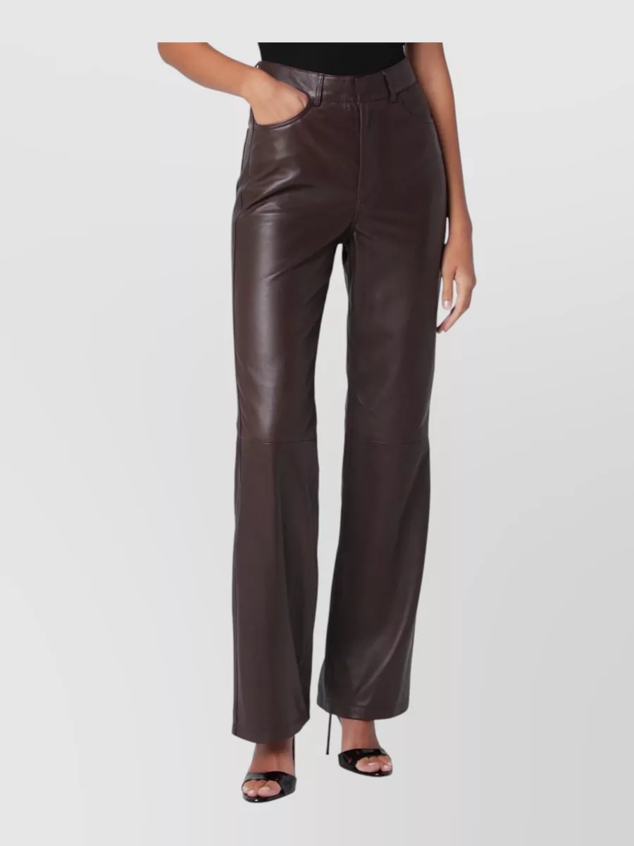 Rotate leather flared trousers