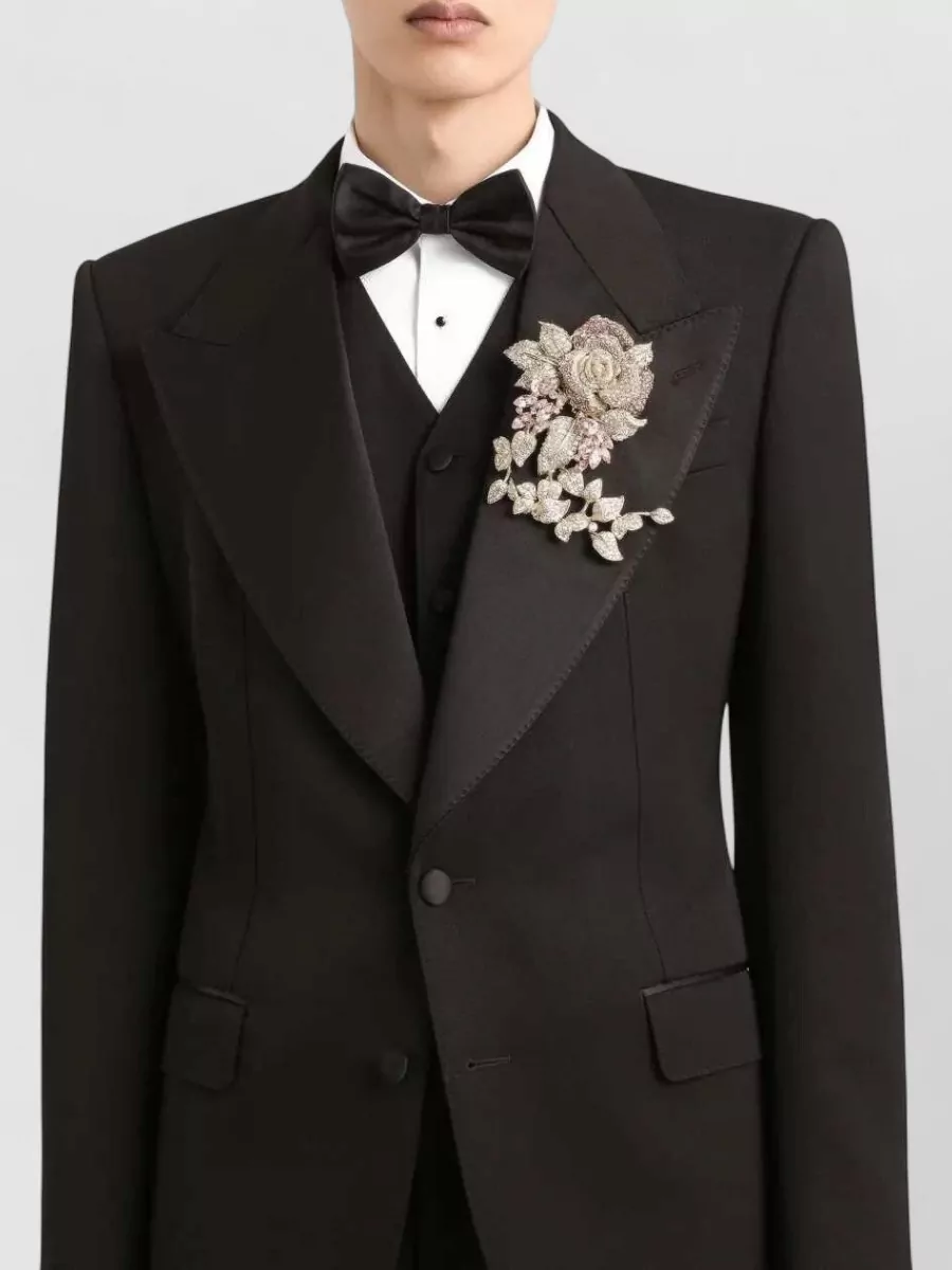 Dolce&Gabbana Satin Lapel Blazer Structured Shoulders Straight Hem