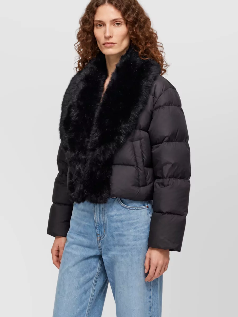 Gucci Shearling Trim Padded Short Jacket