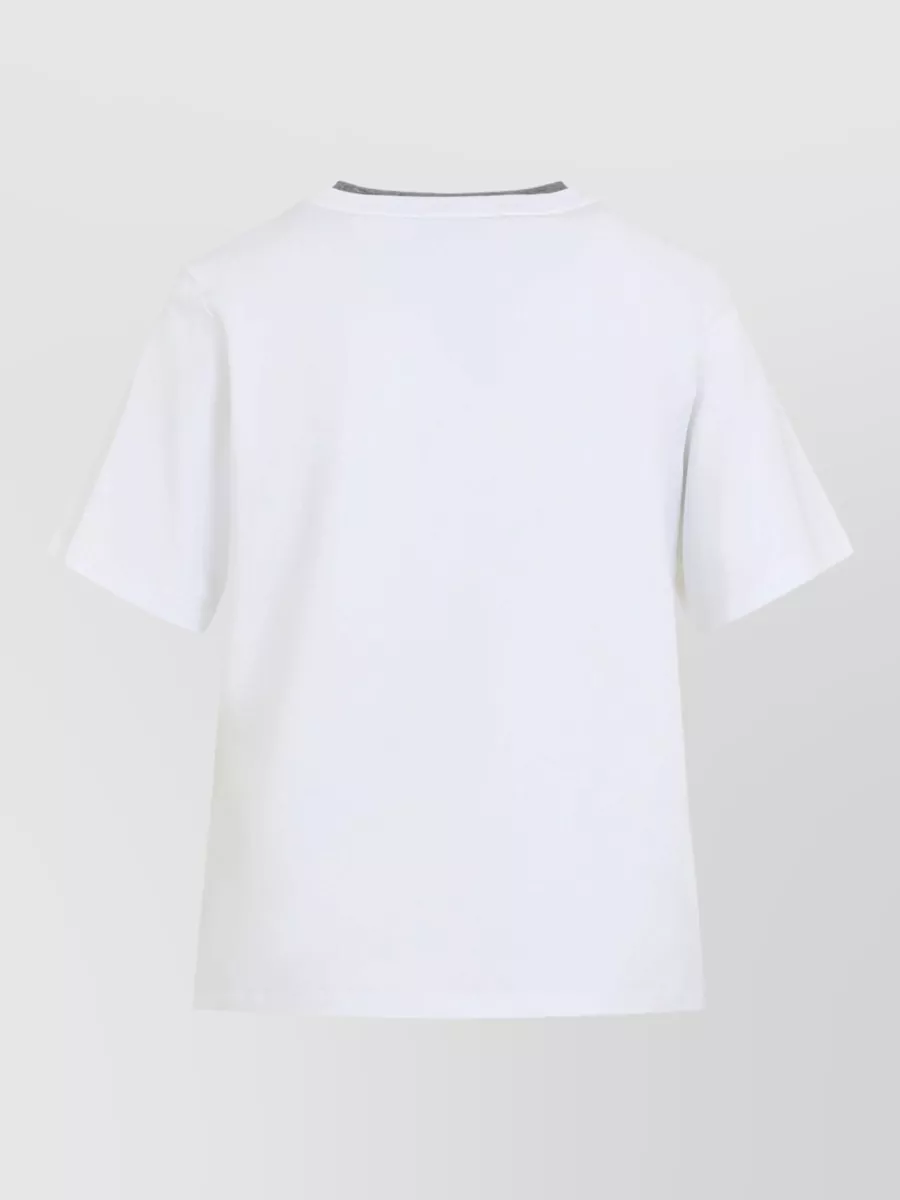 Peserico Lounge Crew Neck T Shirt Contrast Neckline In White