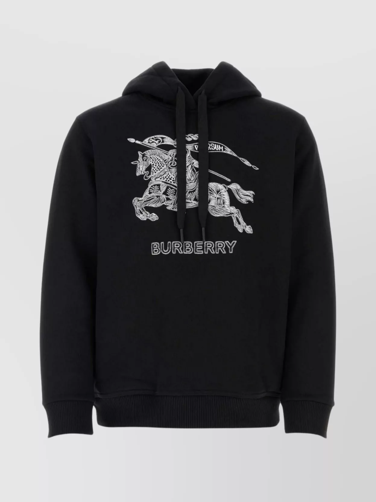 Shop Burberry Graphic Print Hooded Sweatshirt With Ribbed Cuffs