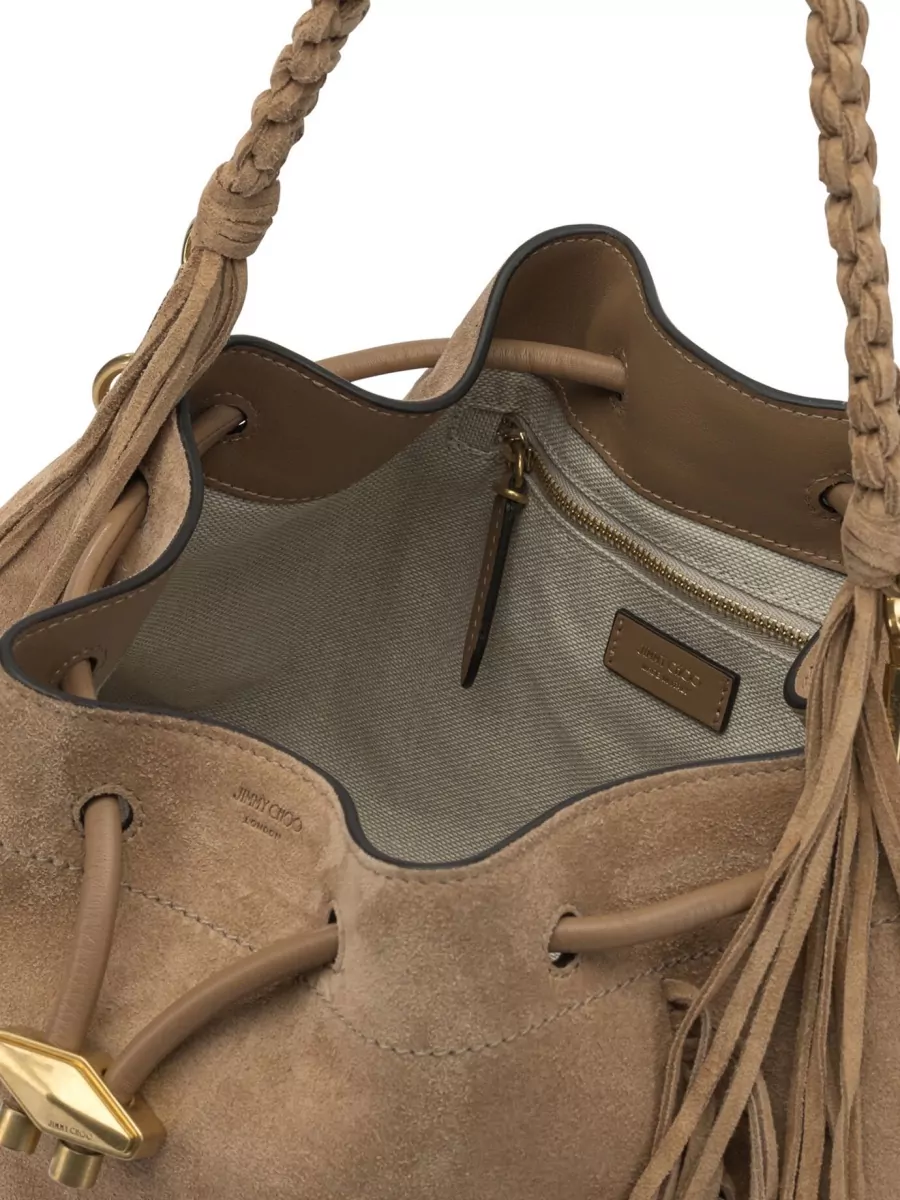 Jimmy Choo Suede Shoulder Bag Braided Handle Fringe