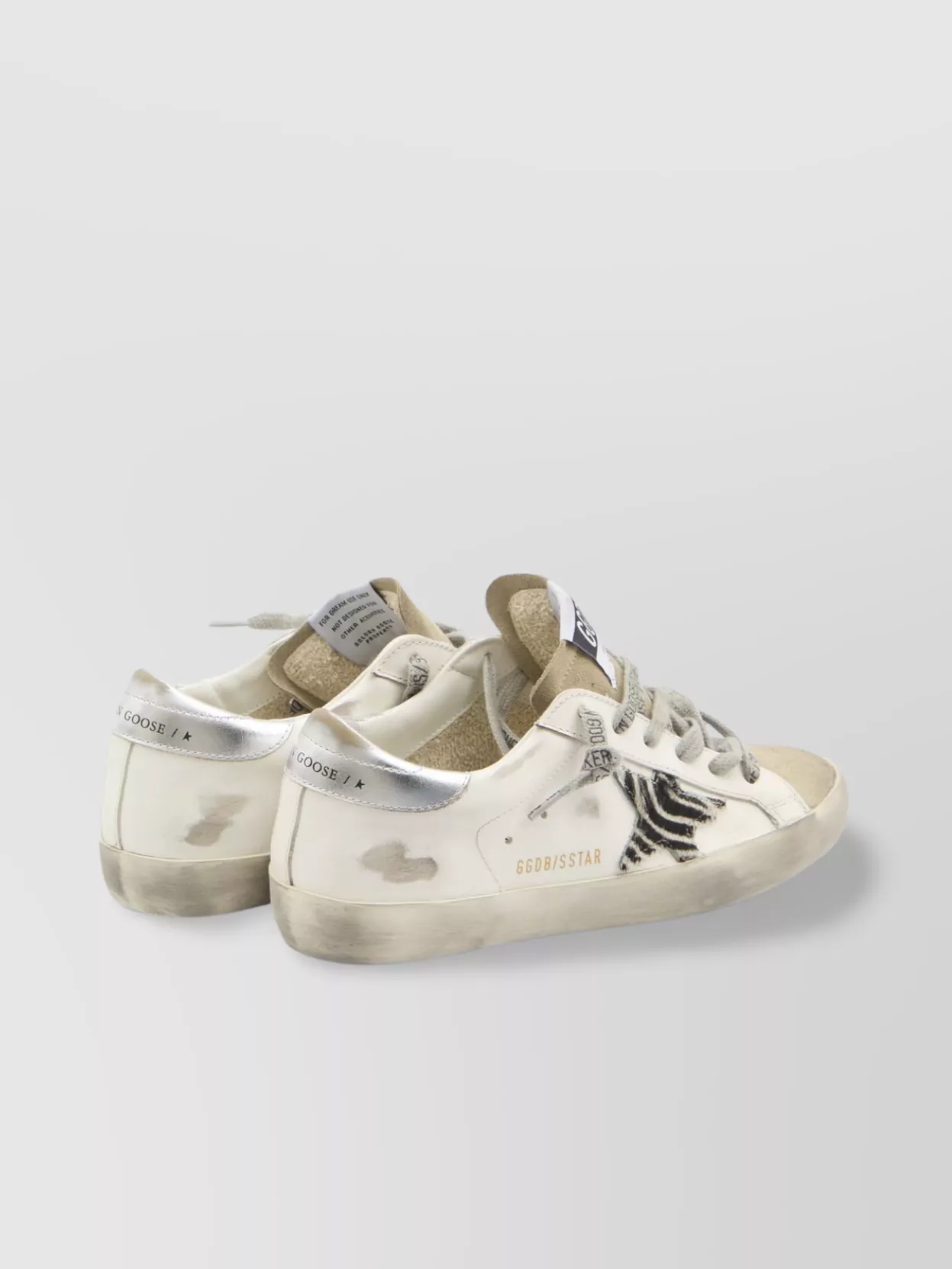Golden Goose Superstar White Low Top Sneakers With Glittered Star Patch And Laminated Heel With Logo Lettering In In Silver