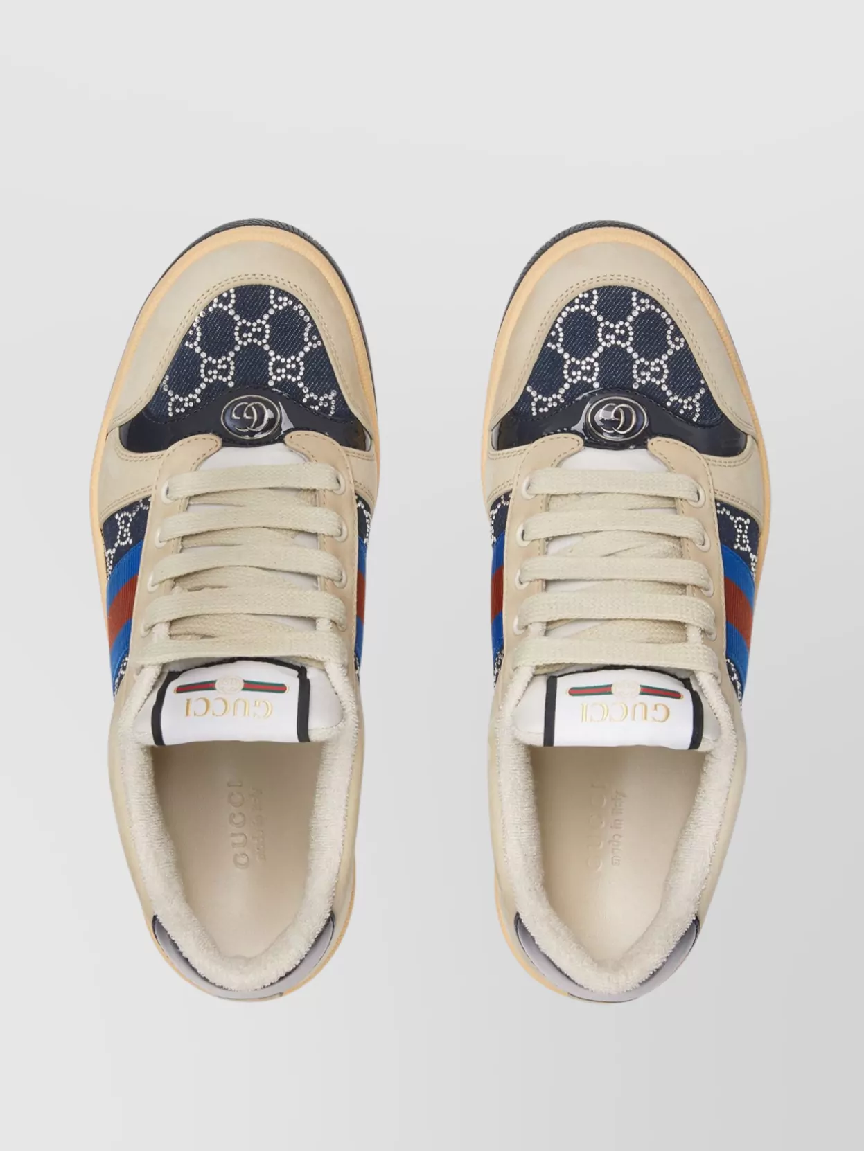 Gucci Denim Sneakers Embellished Gg Crystals