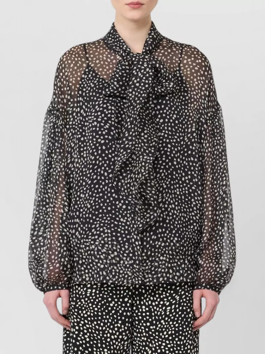 S Max Mara Polka Dot Blouse Foulard Collar Bow