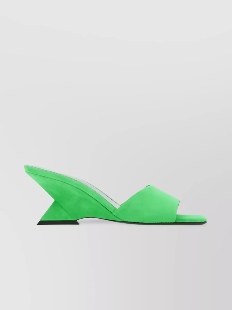 Shop Attico Cheope 75mm Suede Mules In Green