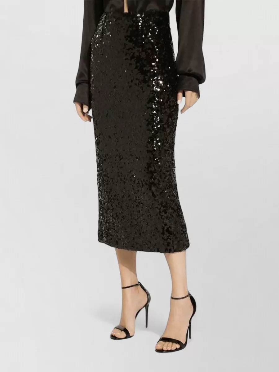 Dolce&Gabbana Sequined Midi Skirt Back Slit Pencil