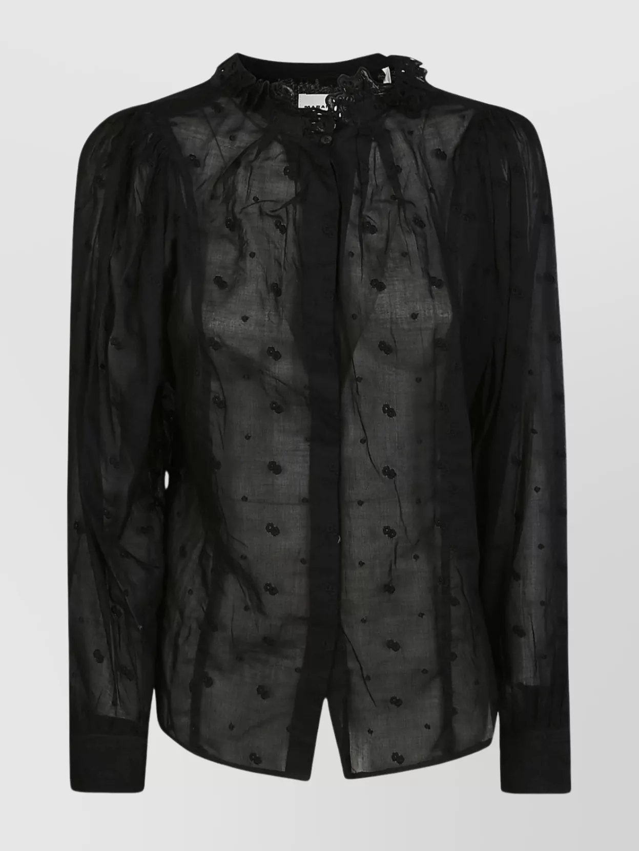 Shop Isabel Marant Étoile Sheer Embroidered High Collar Blouse