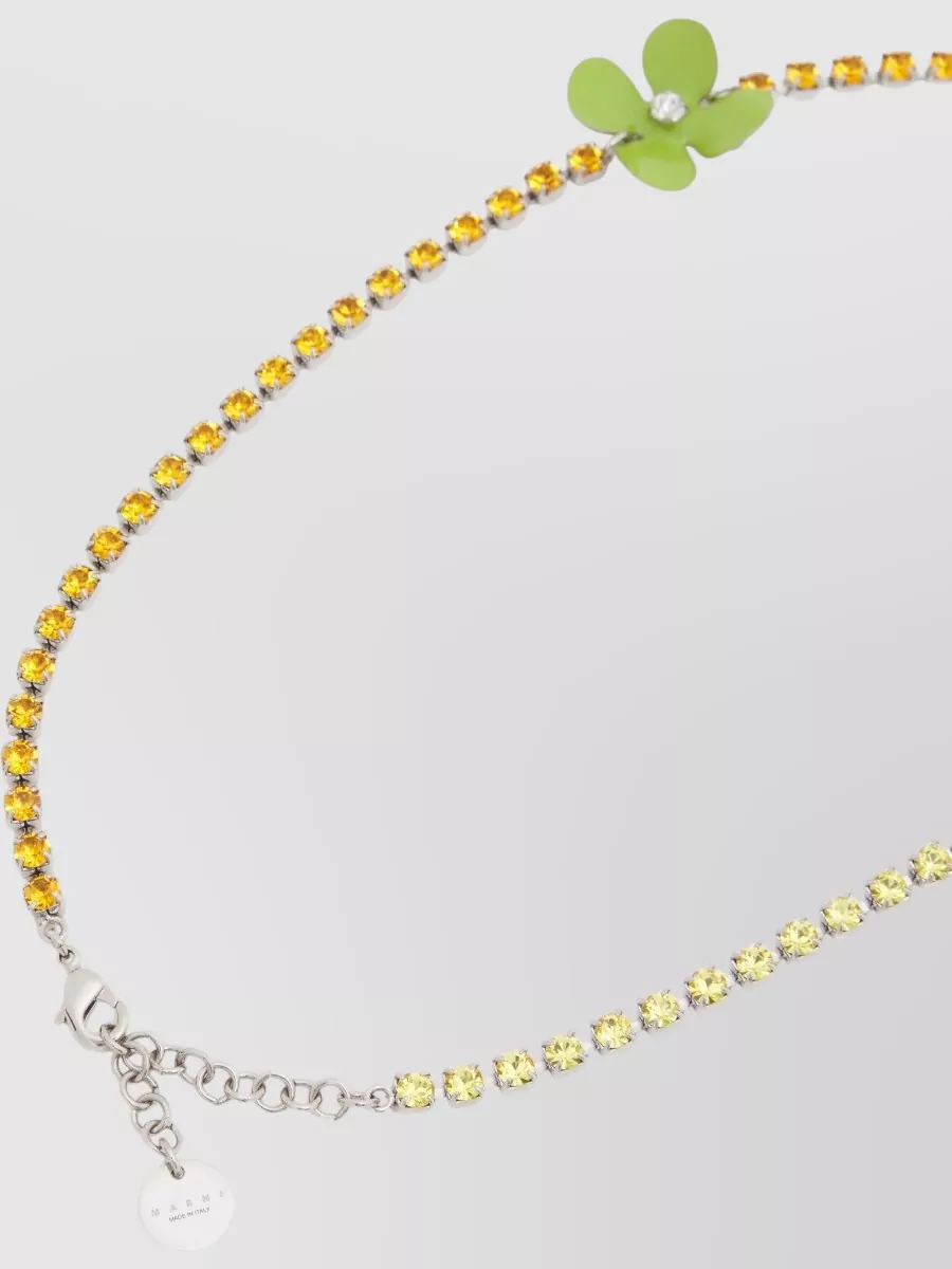 Marni Choker Necklace Floral Design Crystal Accents