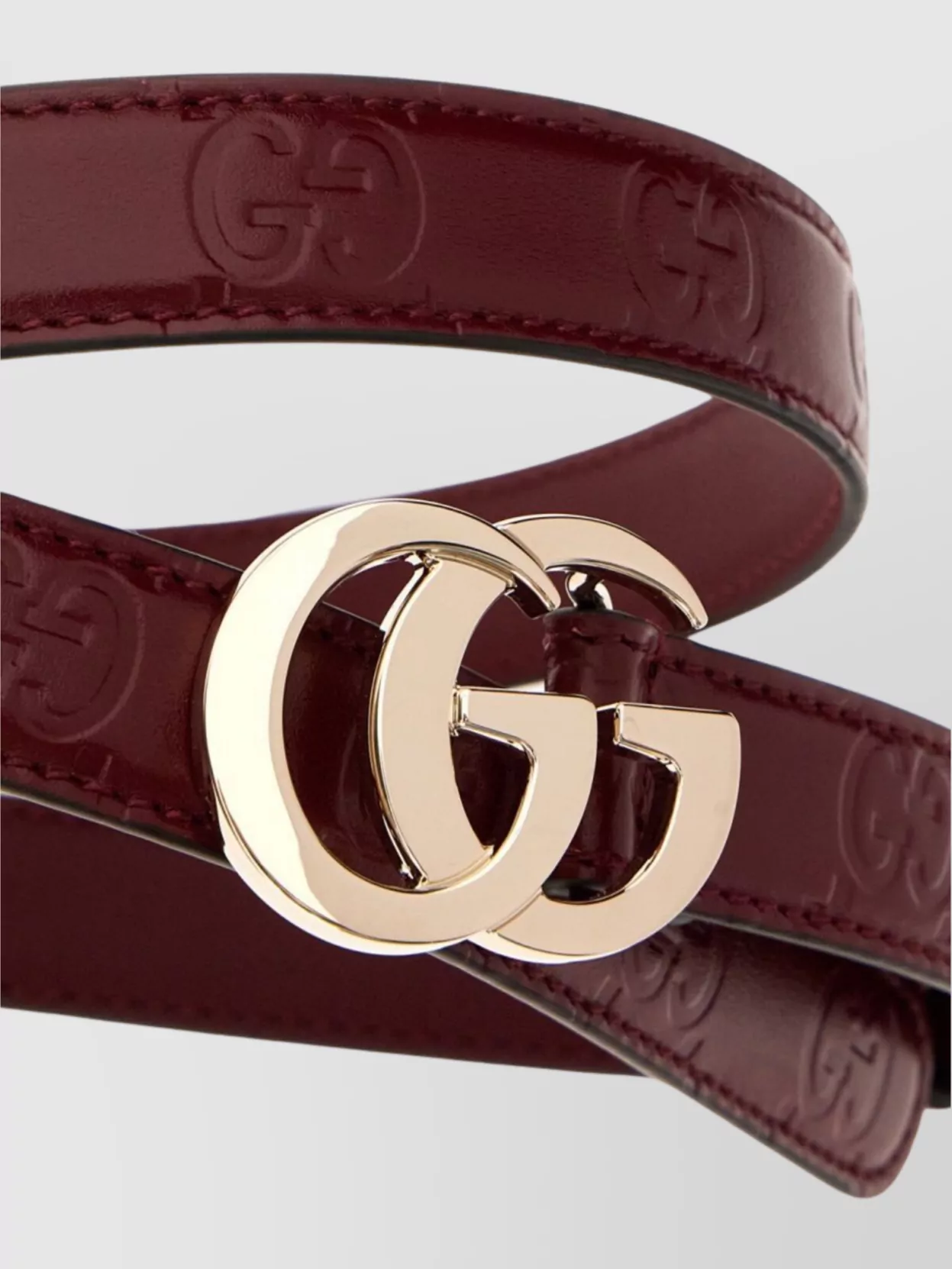 Gucci Grape Leather Belt Gold-tone Buckle