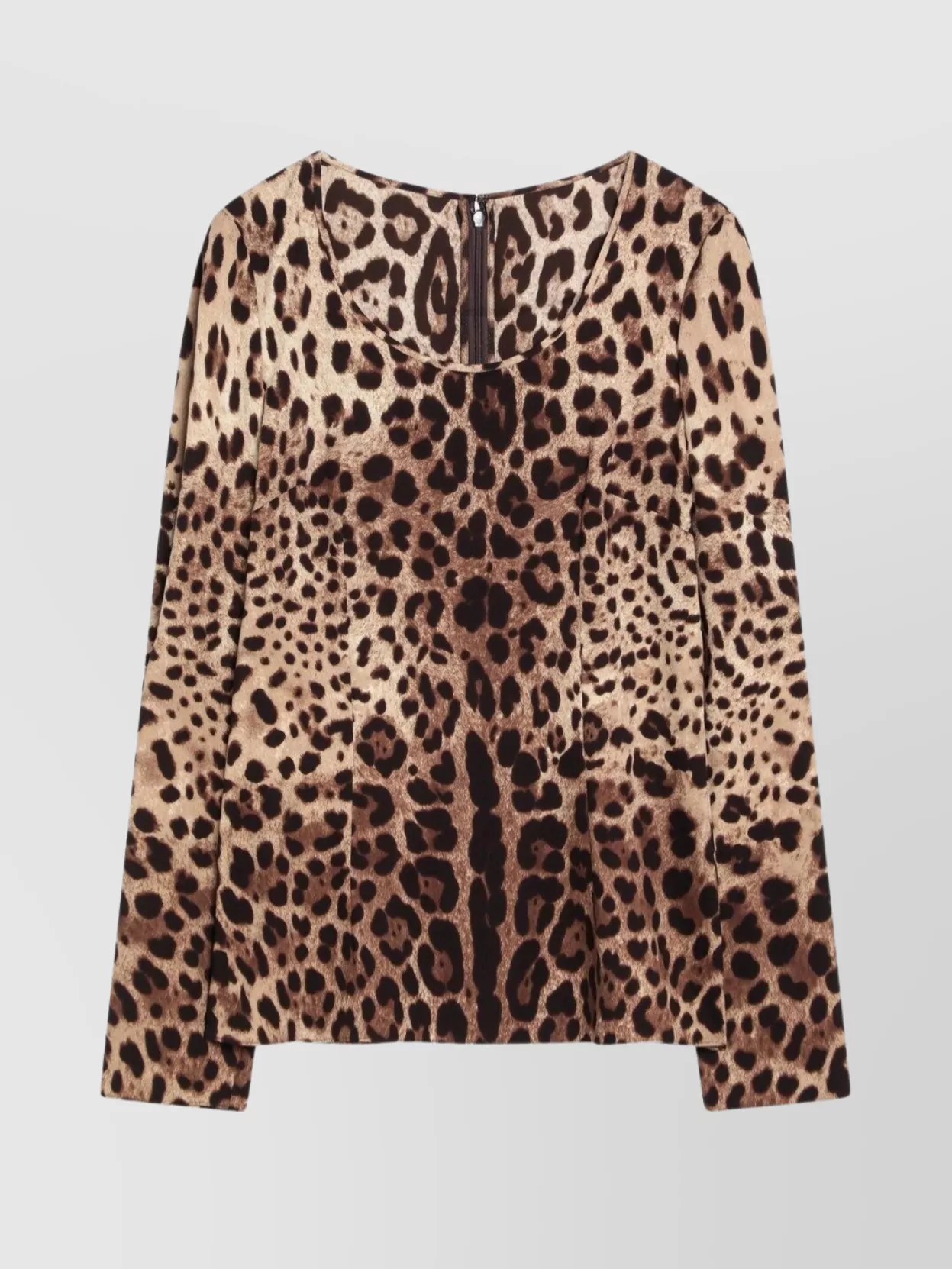 Dolce & Gabbana Leopard Print Silk Blend Long Sleeve Top In Animal Print