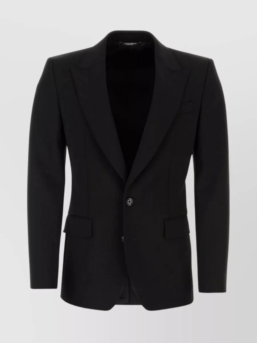 Shop Dolce & Gabbana Sicilia Blazer With Back Slit And Peak Lapels In Black