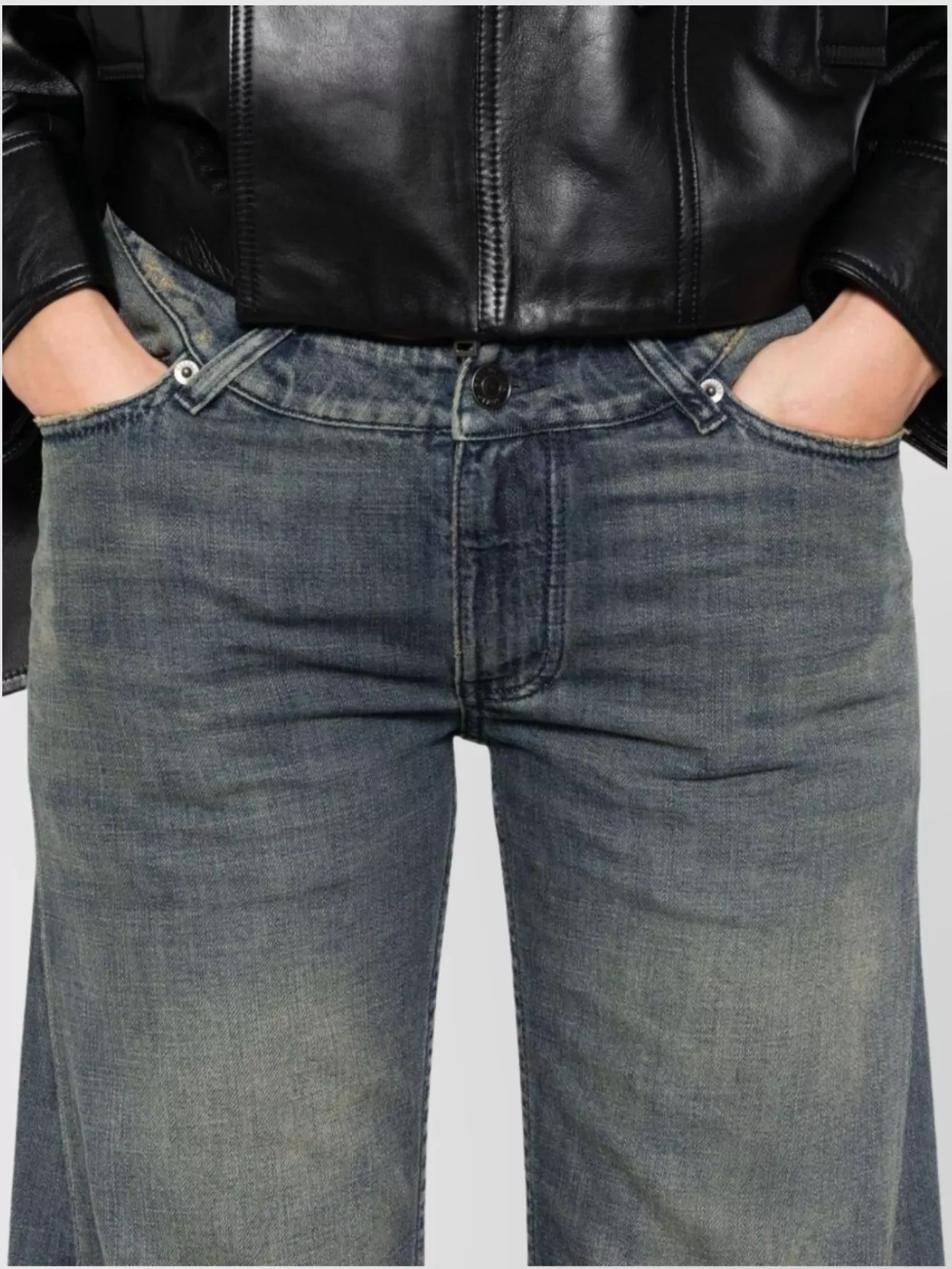 Balenciaga Wide-leg Low-rise Trousers Frayed Hem In Blue