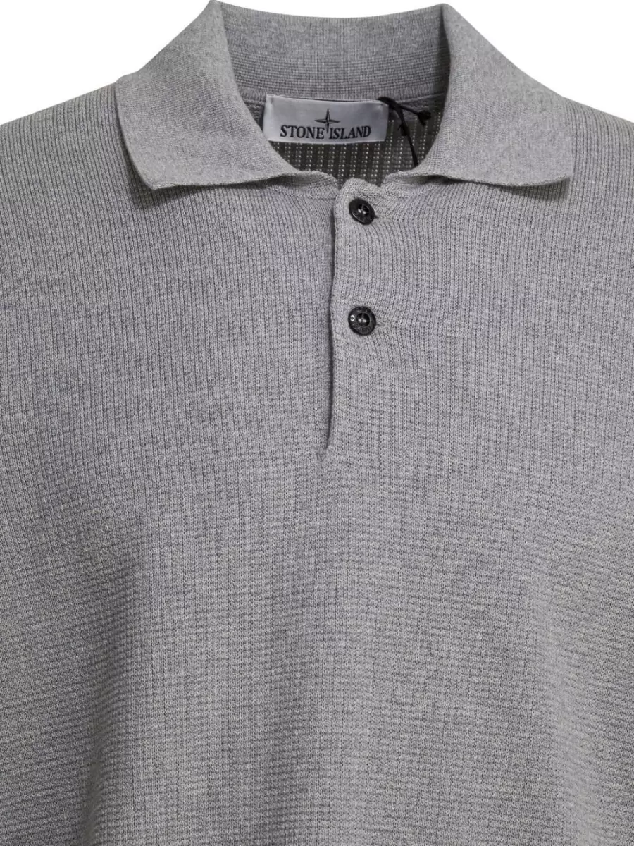 Stone Island Cotton Long-Sleeve Polo Shirt