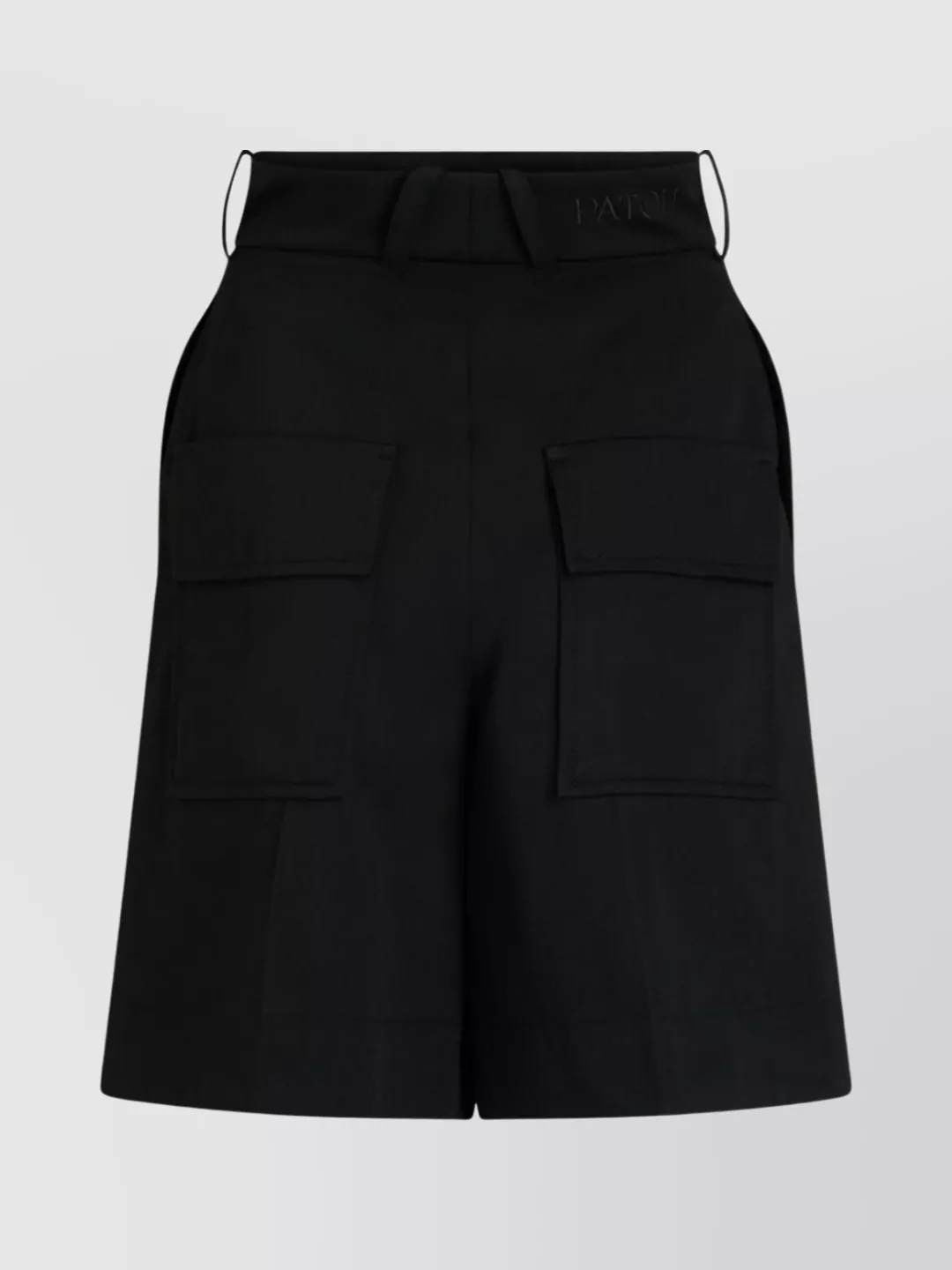 Patou Straight Striped Shorts Button Detail