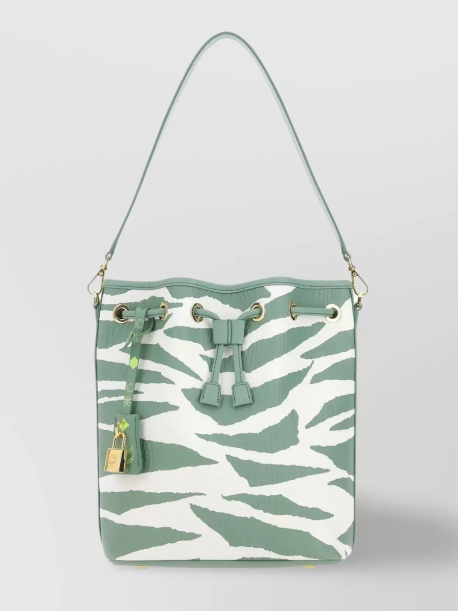 Shop Mcm Canvas Safari Striped Bucket Bag In Multicoloured