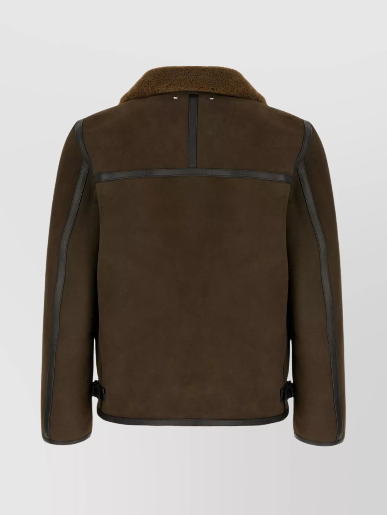 Paul Smith Shearling Collar Jacket With Adjustable Side Tabs In Brown