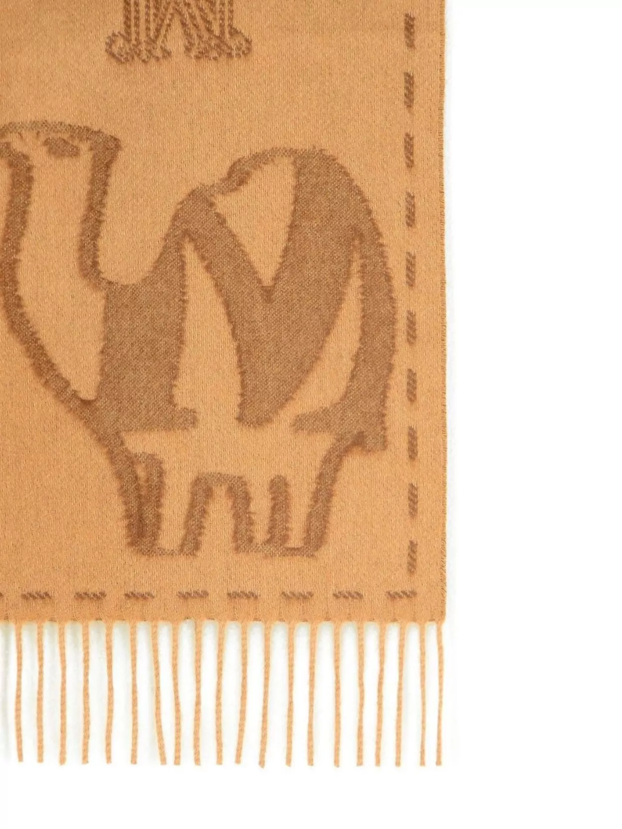Max Mara Camel Jacquard Cashmere Scarf