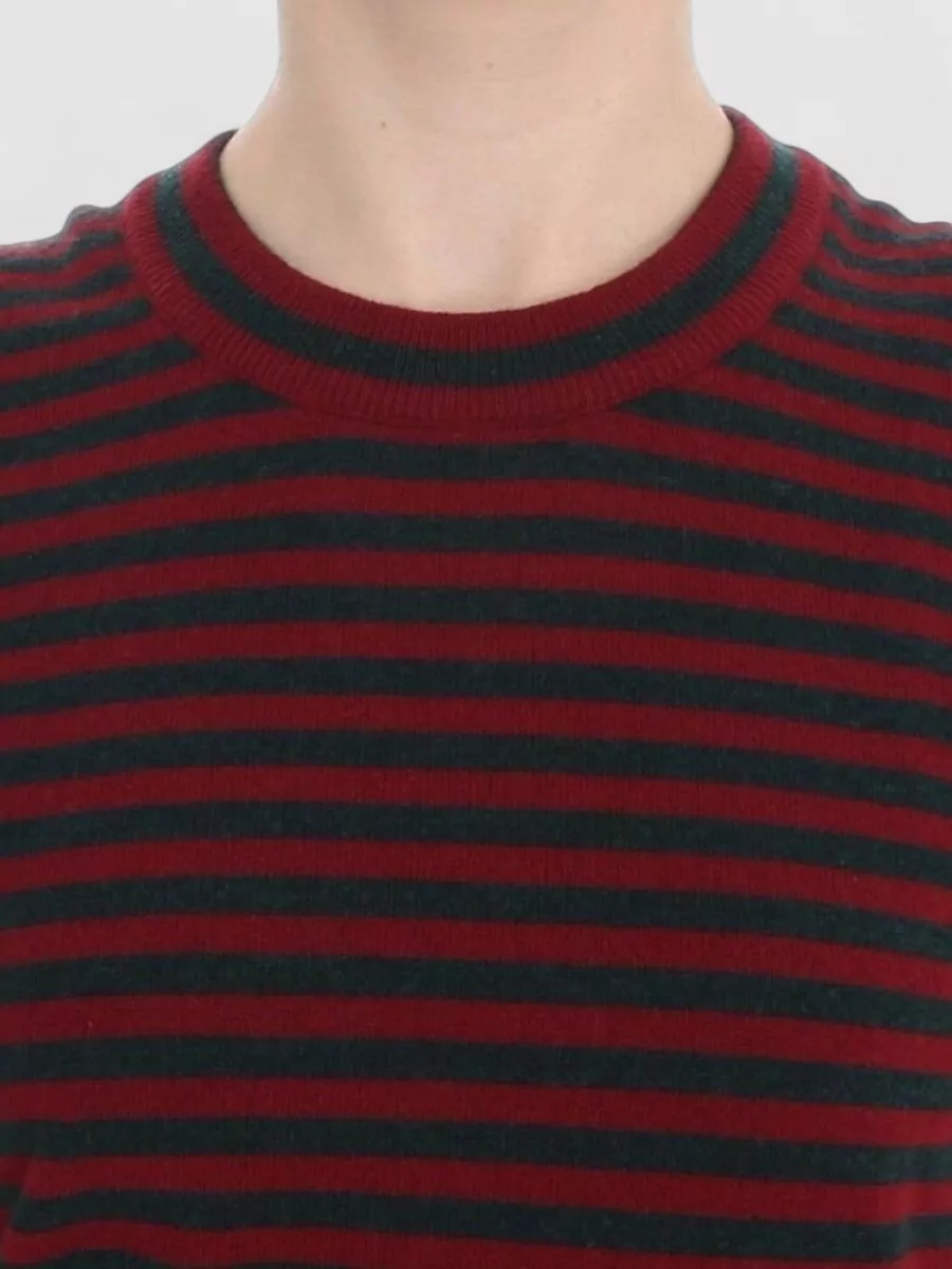 Dolce&Gabbana Striped Cashmere Short-Sleeve Crewneck Sweater
