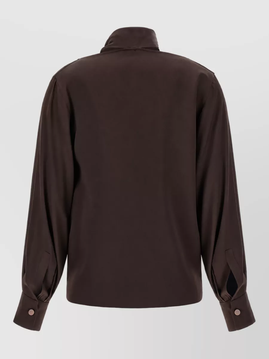 Max Mara Silk Draped-Neck Scarf Blouse