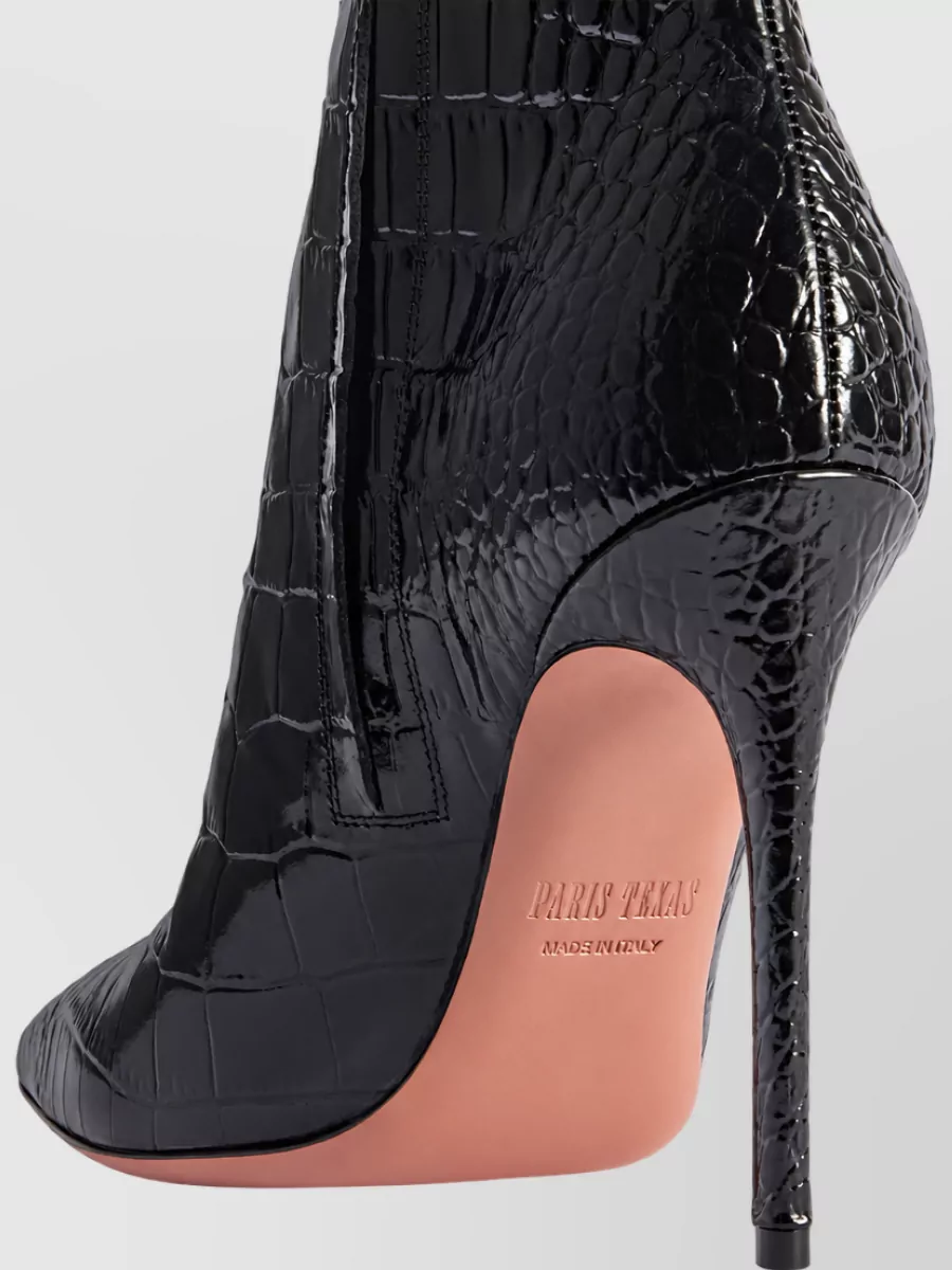 Paris Texas Crocodile-Effect Leather Ankle Boots