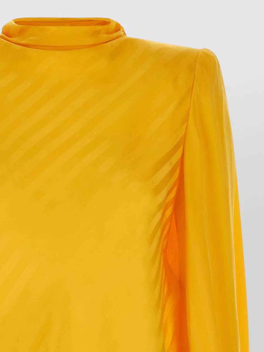 Valentino Garavani Silk Jacquard High Neck Long Sleeve Blouse