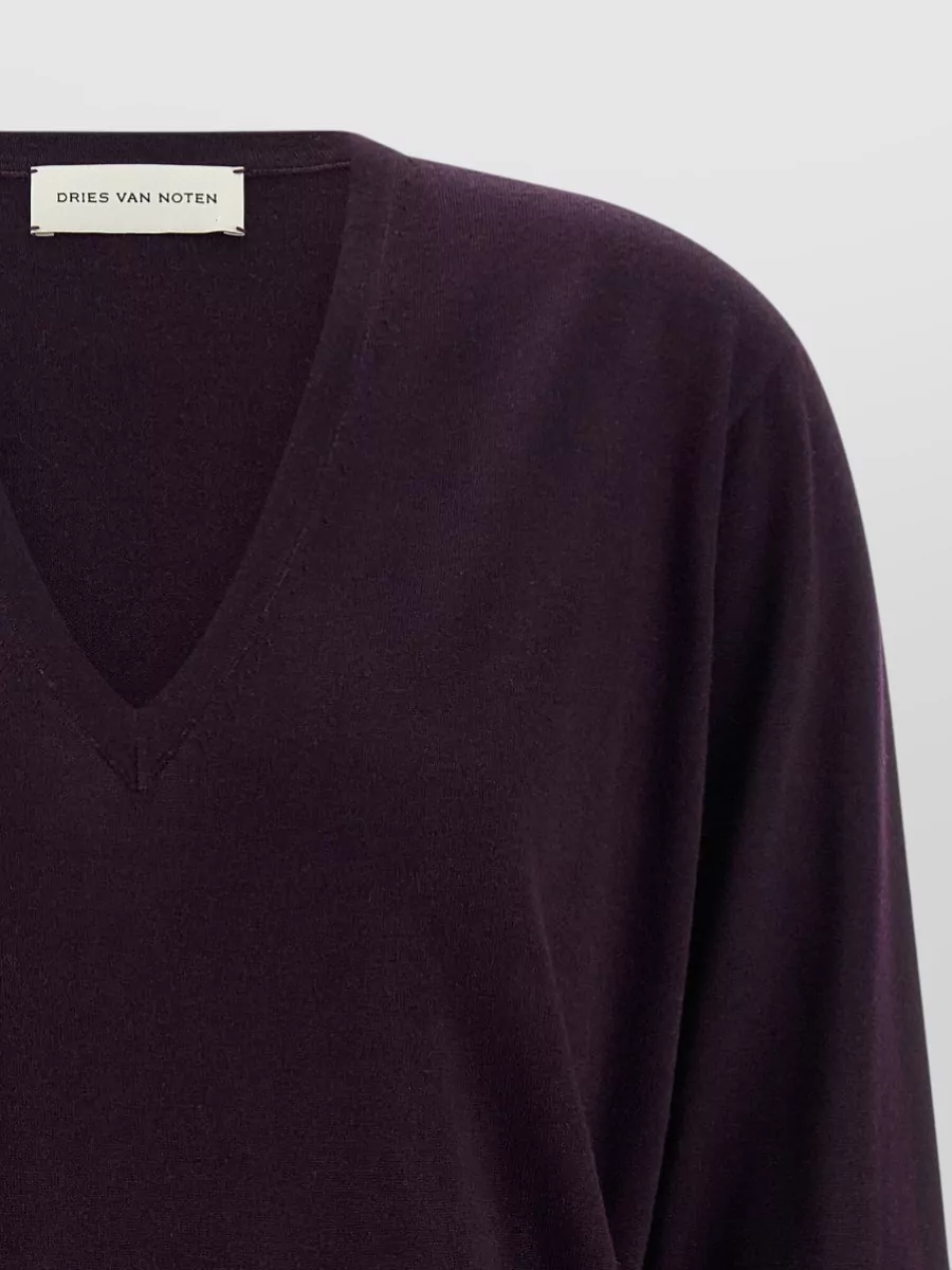 Dries Van Noten Merino Wool V-Neck Long-Sleeve Sweater