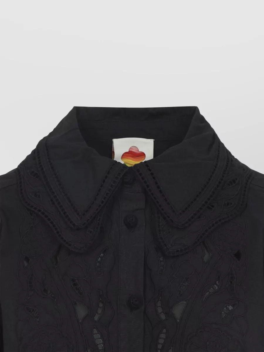 Farm Rio Cotton Embroidered Long-Sleeve Blouse