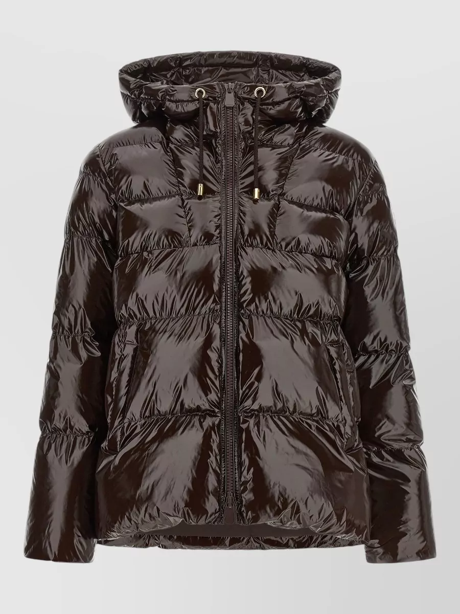 Pinko glossy quilted hooded down jacket