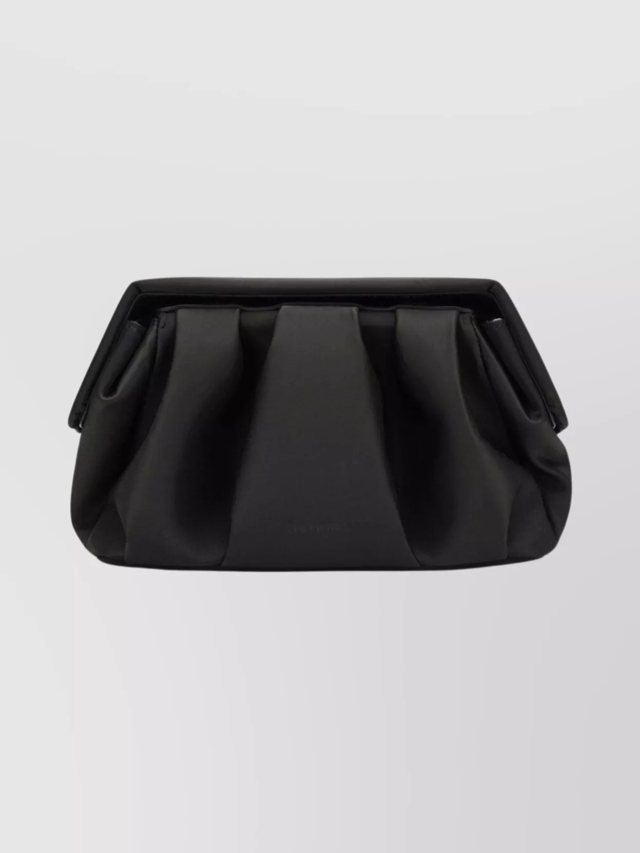 Themoirè Pleated Vegan Leather Clutch Bag In Black