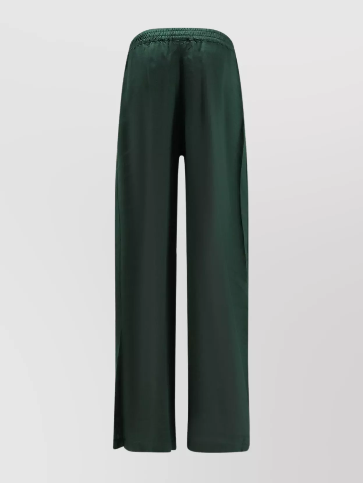 Aspesi Trousers Elastic Waistband Side Welt Pockets Wide Leg In Green