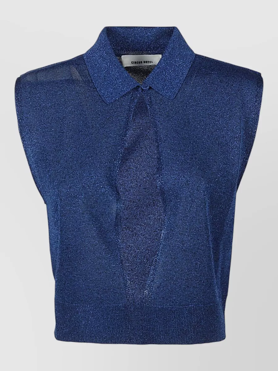 Circus Hotel cropped lurex polo shirt