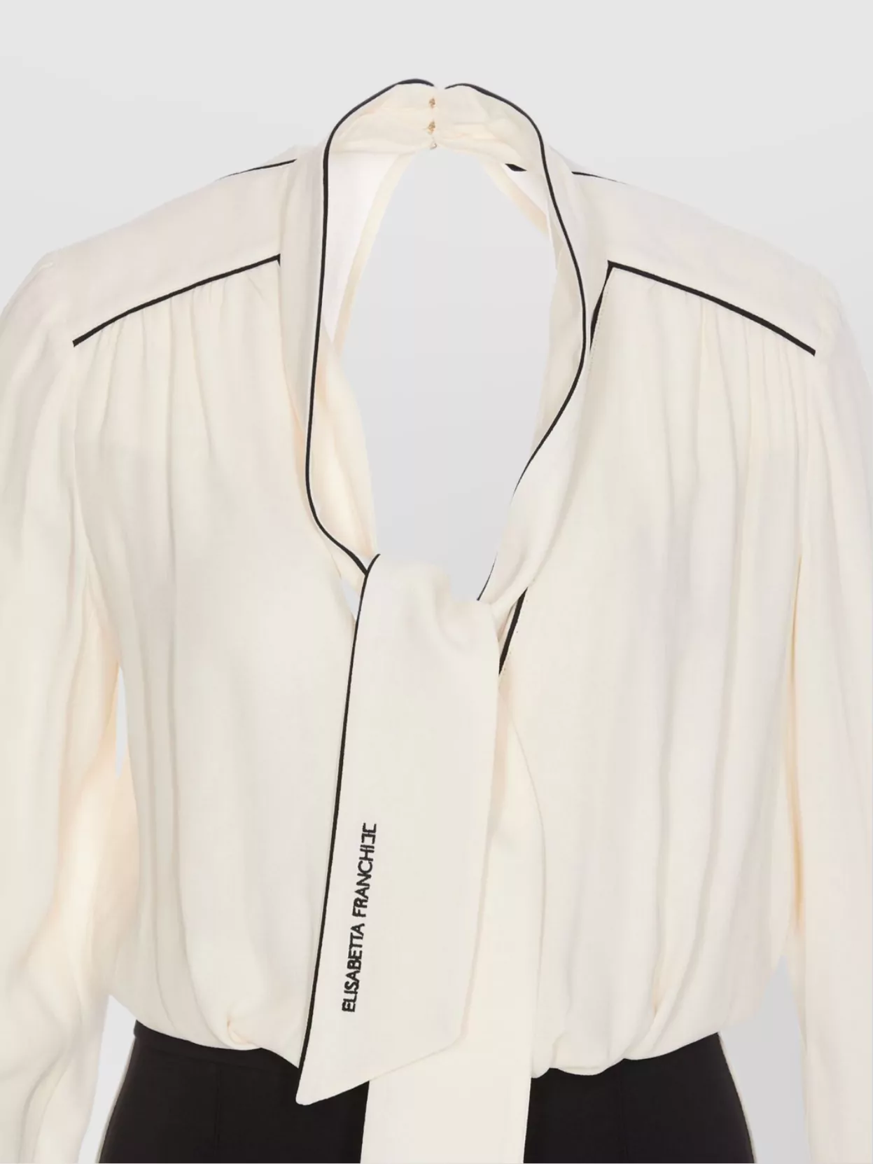 Elisabetta Franchi Cream And Black Suit With Contrast Piping