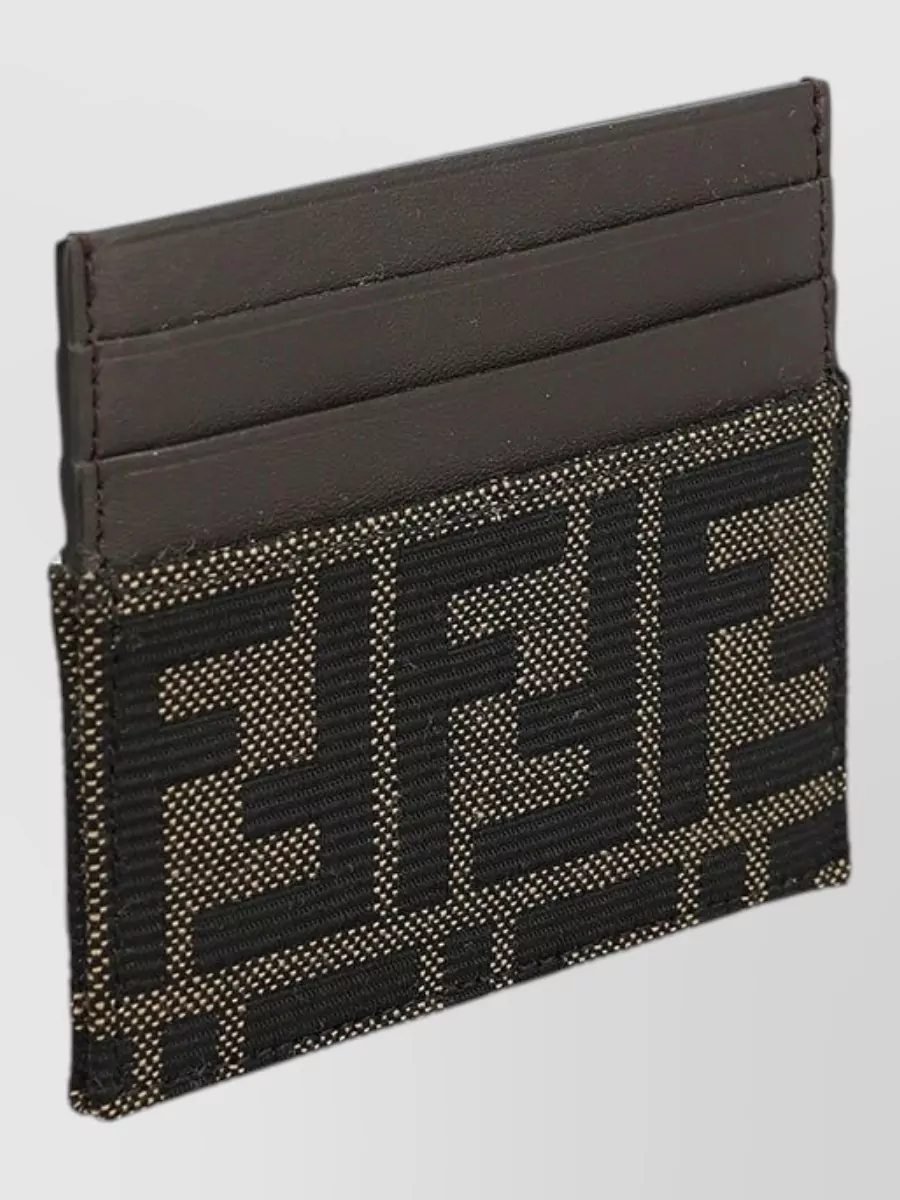 Fendi Leather Ff Jacquard Card Holder