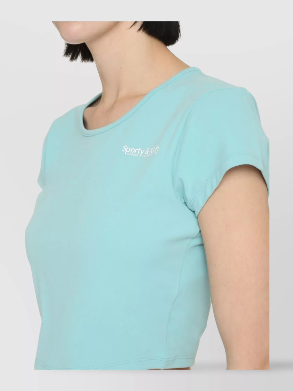 Sporty And Rich Short Sleeve Technical Fabric Crop Top