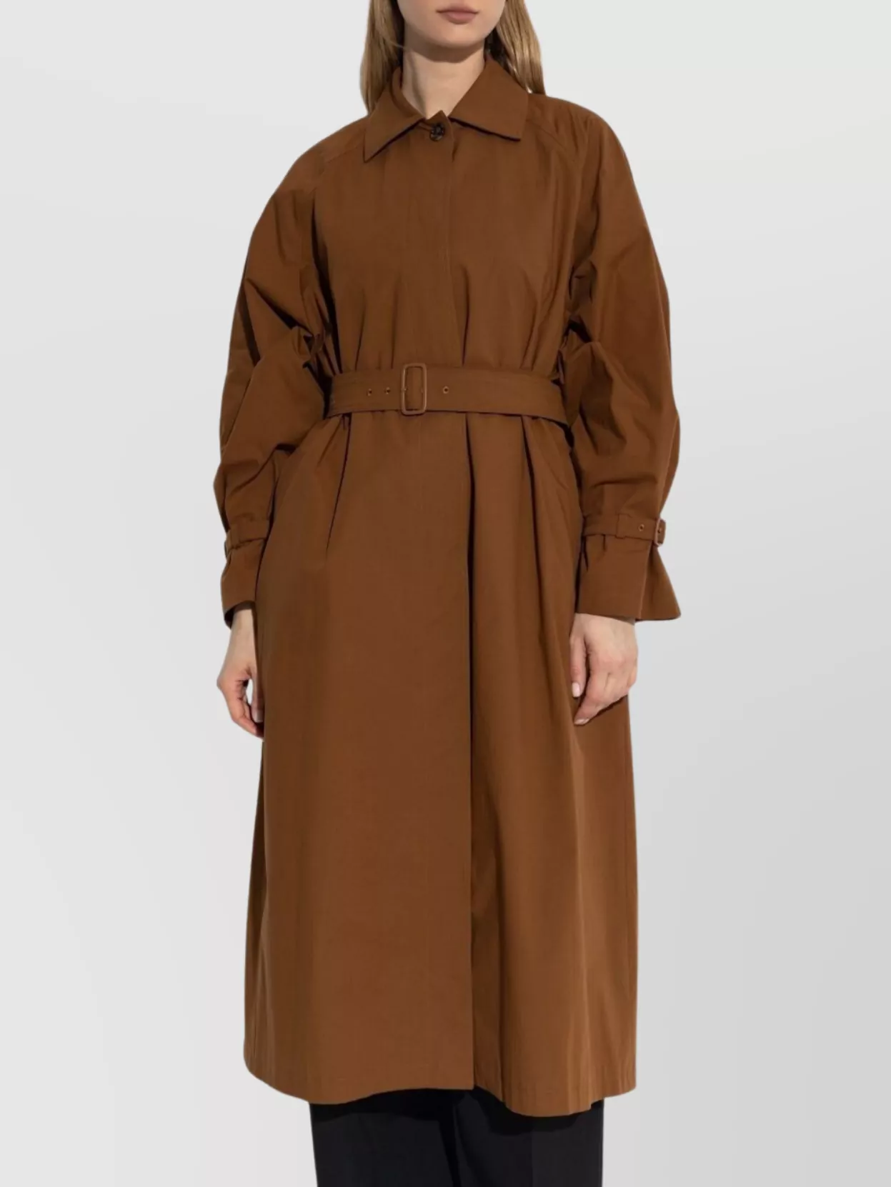 Max Mara Waist Belted Long Length Tops With Side Pockets