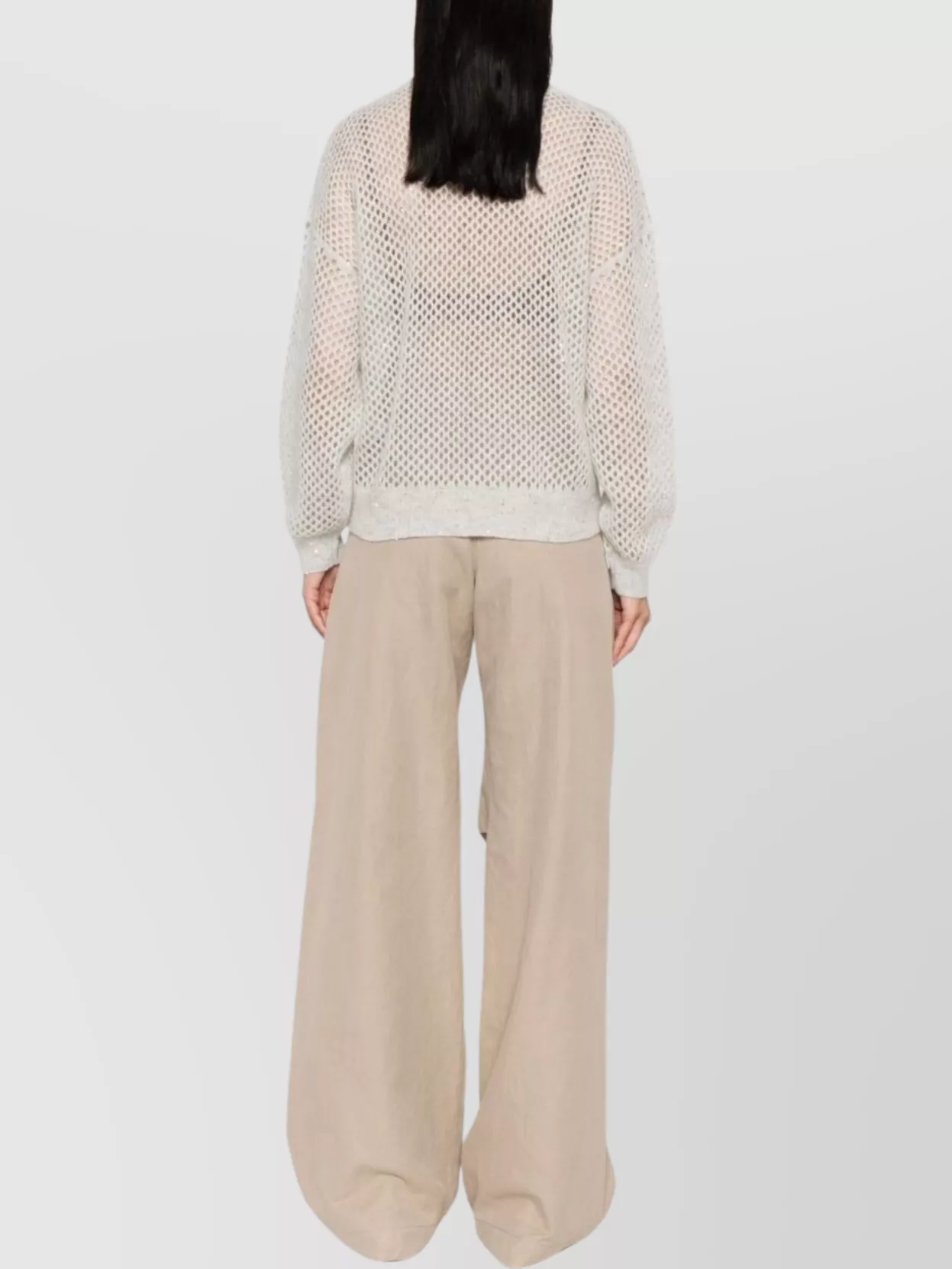 Brunello Cucinelli Wool Sweater Mesh Design Subtle Shimmer