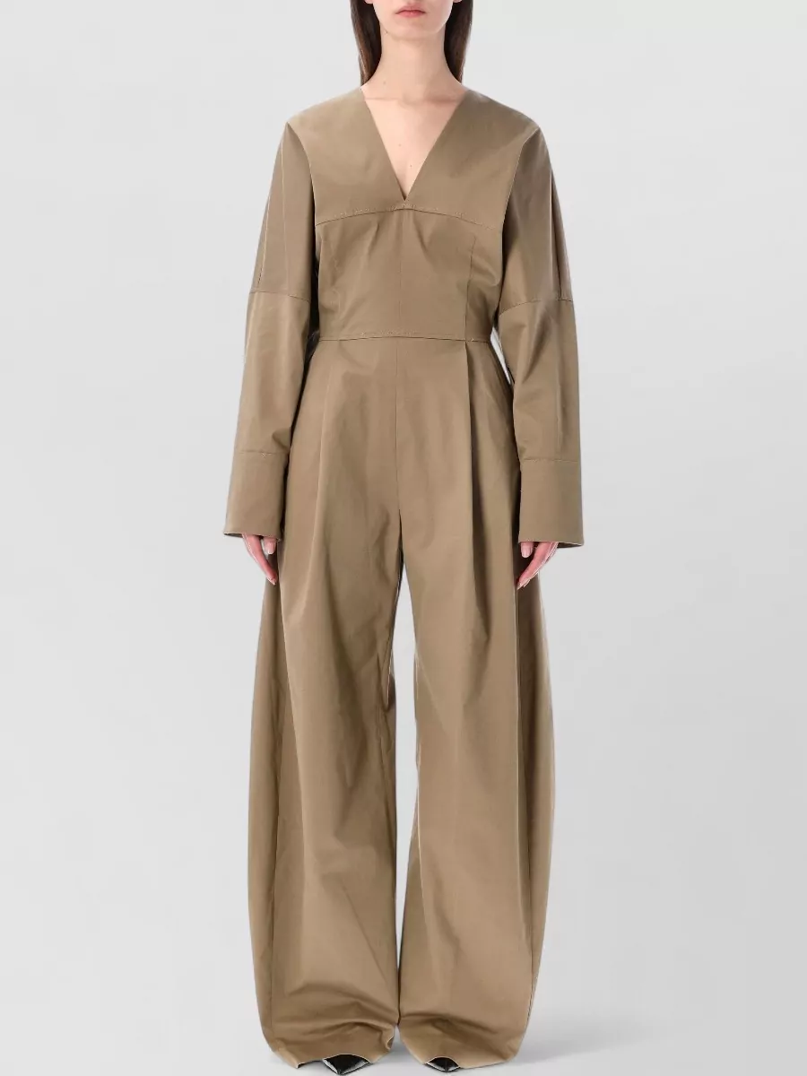 Thelatest V-neck long-sleeve wide-leg jumpsuit