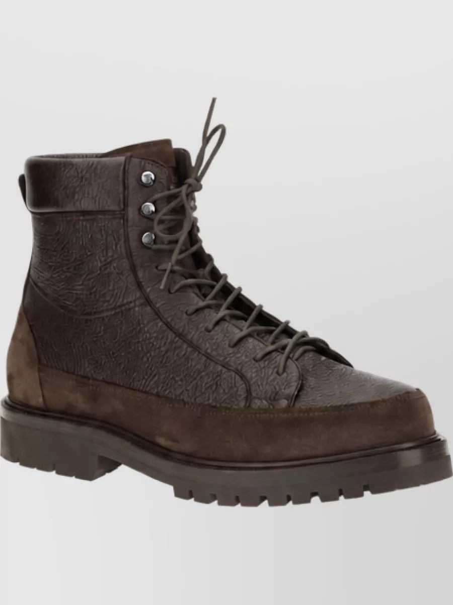 Brunello Cucinelli Deer Leather Lace-Up Boots