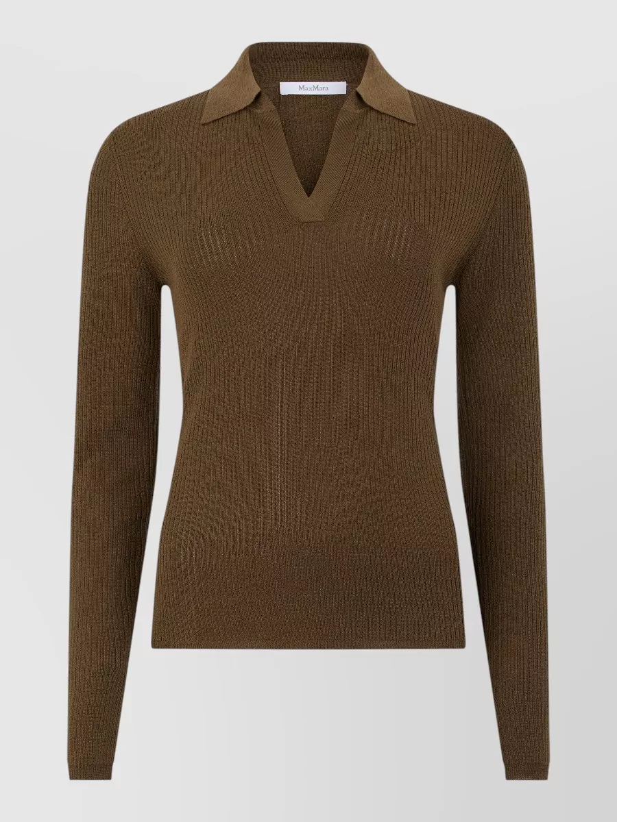 Max Mara silk cashmere long-sleeve polo jumper