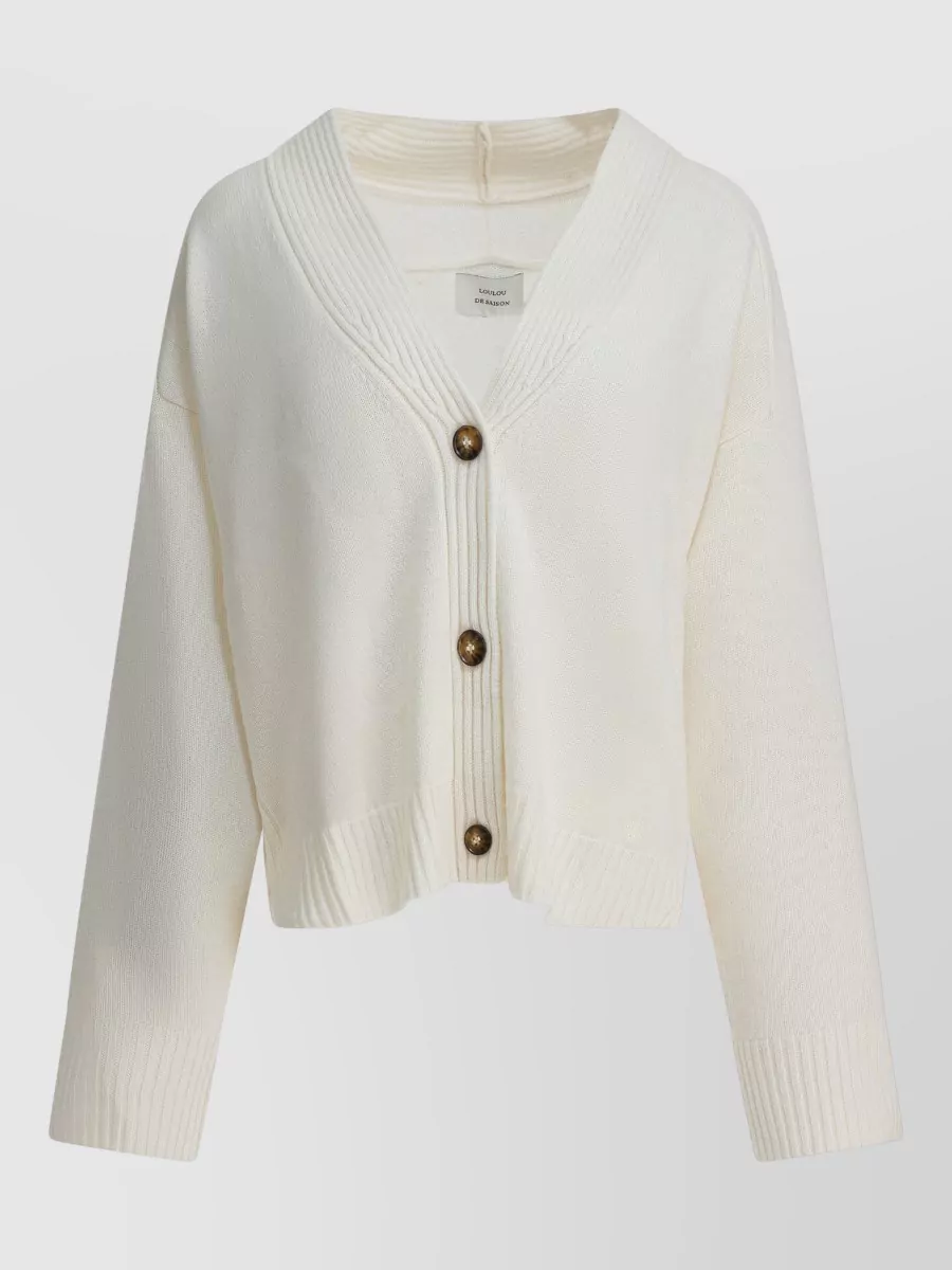Loulou Studio cashmere ribbed v-neck cardigan